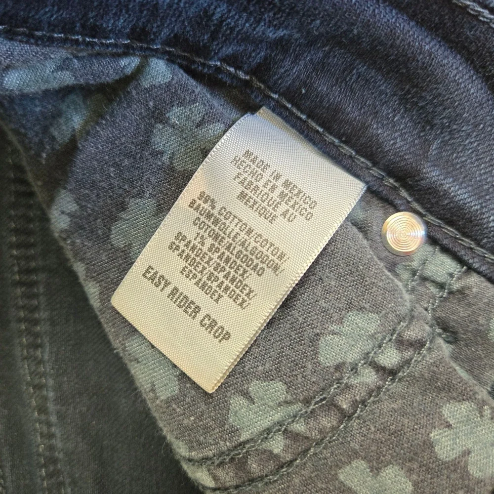 Y2K Lucky Brand Dark Wash Easy Rider Crop Mid Rise Wide Leg Jeans Size 6 / 28 - Picture 5 of 10